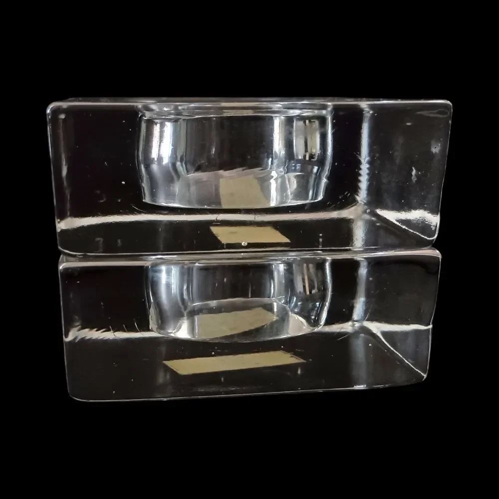 2 IKEA Glass Candle Holders Icy Clear Christmas Square Ice Cube Votive Tealight.